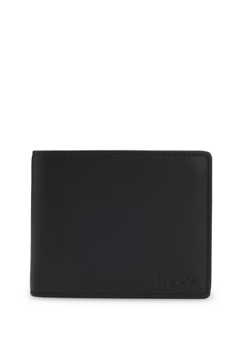 هوجو محفظة جلد بشعار منقوش