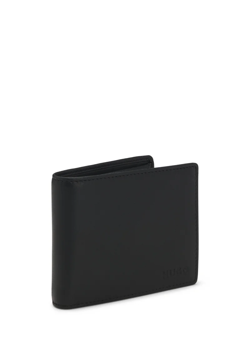 هوجو محفظة جلد بشعار منقوش