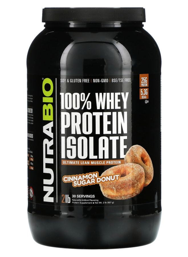 NutraBio Whey Protein Isolate Cinnamon Sugar Donut 2 lb (907 g) 