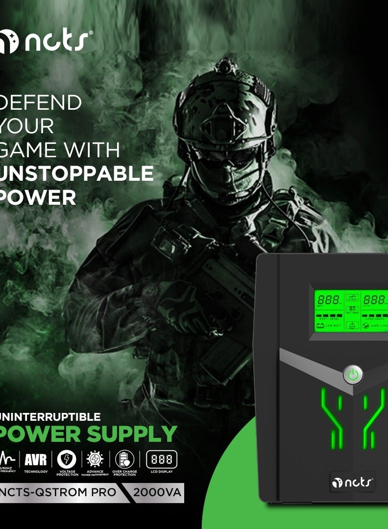 NCTS QSTROM PRO 2000VA (2000VA/1200W) UPS تفاعلي للألعاب - Image 3