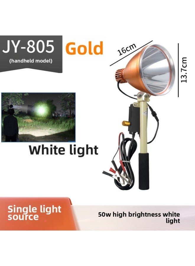 Three-light Source Fishing Lamp LED Adjustable Focus Strong Light Super Bright 50W Condenser Long-range Outdoor Sea-driving Marine Night Fishing Lamp-Color:16-core 50wled Adjustable Focus Single White Light  - Image 1