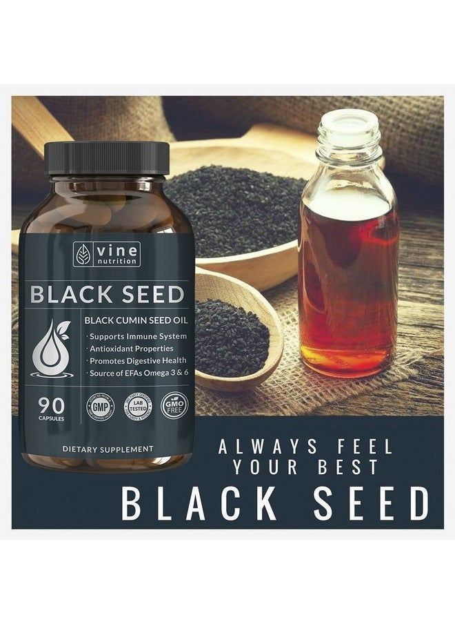 Vine Nutrition - Black Seed Oil Capsules Nigella Sativa Immune Support Supplement Soft Gels Cold Pressed Antioxidant Vegetarian Black Cumin Pills 500 Milligrams Made In The Usa - Image 1