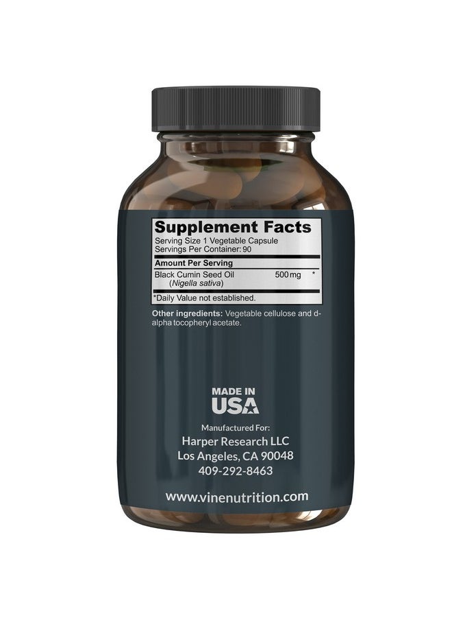 Vine Nutrition - Black Seed Oil Capsules Nigella Sativa Immune Support Supplement Soft Gels Cold Pressed Antioxidant Vegetarian Black Cumin Pills 500 Milligrams Made In The Usa - Image 1