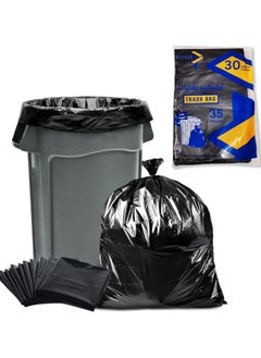 AlsayedP 30 Gallon Heavy Duty Trash Bags 35 Black Plastic Garbage Bags for Contractor, Industrial, Home, Kitchen, Commercial, Yard, Lawn, Leaf (30 Gallons, 35 Bags)  - Image 1