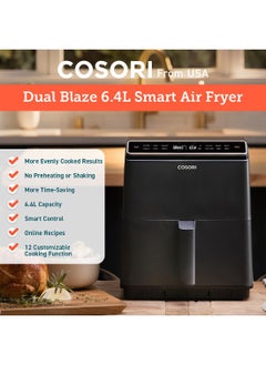 COSORI Digital Smart Air Fryer Dual Blaze CAF-P583S-KUK Oven Combo 6.4 L Large Oven 12 in 1 with Airfryer, Roast, Broil, Bake, 1700 W, 6.4L SMART GREY  - Image 2