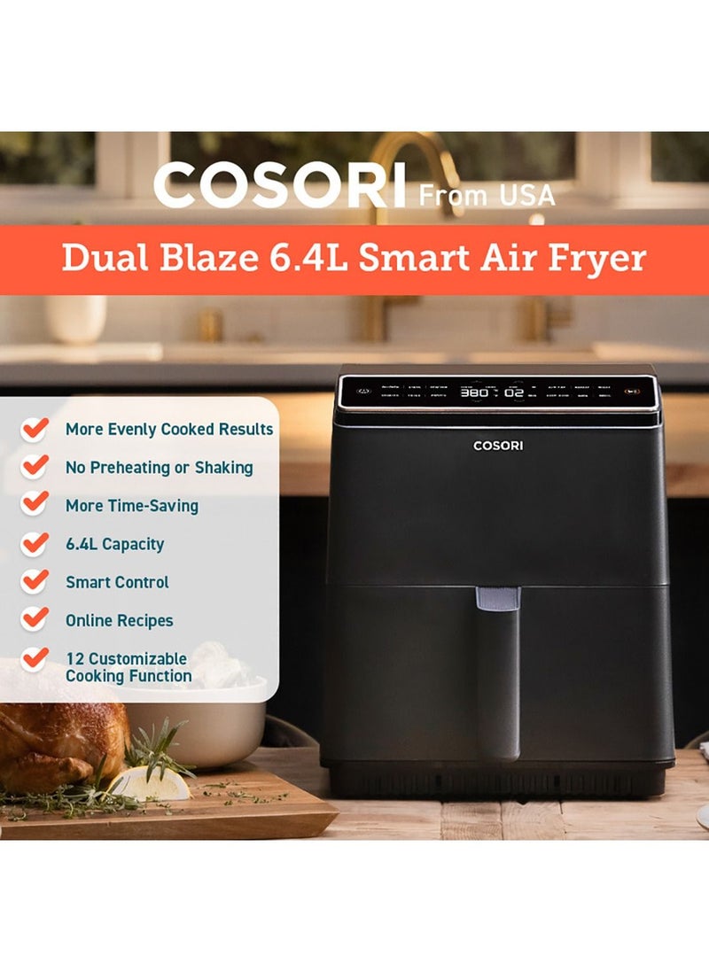 COSORI Digital Smart Air Fryer Dual Blaze CAF-P583S-KUK Oven Combo 6.4 L Large Oven 12 in 1 with Airfryer, Roast, Broil, Bake, 1700 W, 6.4L SMART GREY  - Image 2