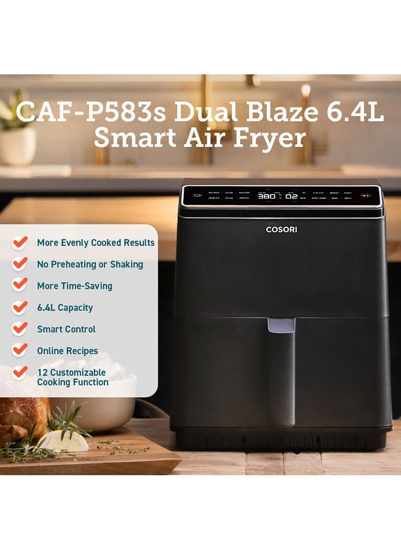 COSORI Digital Smart Air Fryer Dual Blaze CAF-P583S-KUK Oven Combo 6.4 L Large Oven 12 in 1 with Airfryer, Roast, Broil, Bake, 1700 W, 6.4L SMART GREY  - Image 3