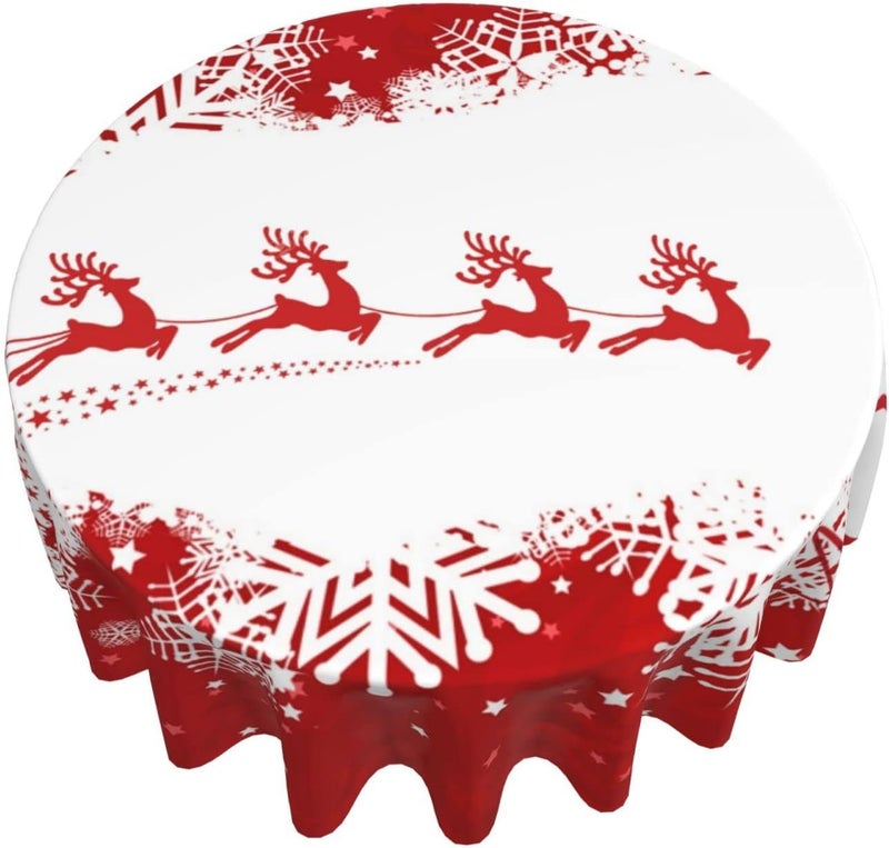 Bzkier Christmas Tablecloth Round Reindeer Snowflake Cover Mat Washable Polyester Spill Proof Table Great for Buffet Table Parties Holiday Dinner Restaurant Decoration 70 Inch - Image 5