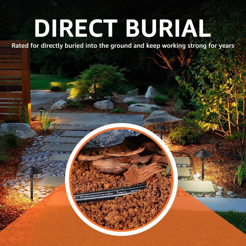 SUNVIE 100FT 12 Gauge Low Voltage Wire 12/2 Low Voltage Landscape Wire, 12 AWG 2 Conductor Electric Wire Direct Burial 12 Gauge Stranded Copper Wire for Landscape Lighting Lamp Wires, ETL Listed - Image 3