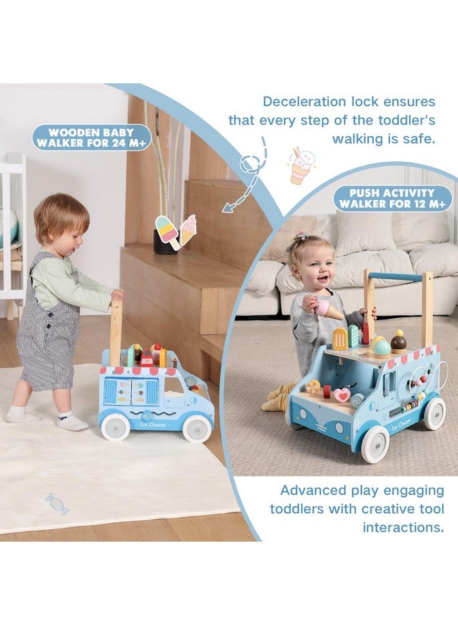 labebe Baby Push Walker, Wooden Activity Walker for Boys Girls 12M+, Push Walker Toy for Kids Learning to Walk, Adjustable Speed Learning Walking with Wheels, Birthday Gift for Babies Ages 1-3 (Blue) - Image 3