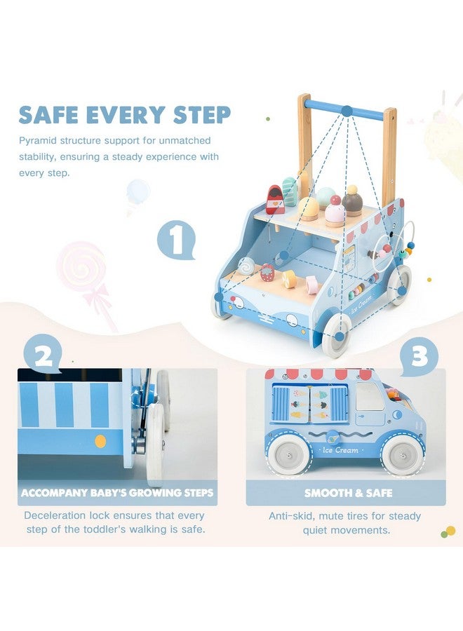 labebe Baby Push Walker, Wooden Activity Walker for Boys Girls 12M+, Push Walker Toy for Kids Learning to Walk, Adjustable Speed Learning Walking with Wheels, Birthday Gift for Babies Ages 1-3 (Blue) - Image 4