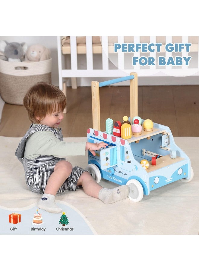 labebe Baby Push Walker, Wooden Activity Walker for Boys Girls 12M+, Push Walker Toy for Kids Learning to Walk, Adjustable Speed Learning Walking with Wheels, Birthday Gift for Babies Ages 1-3 (Blue) - Image 2