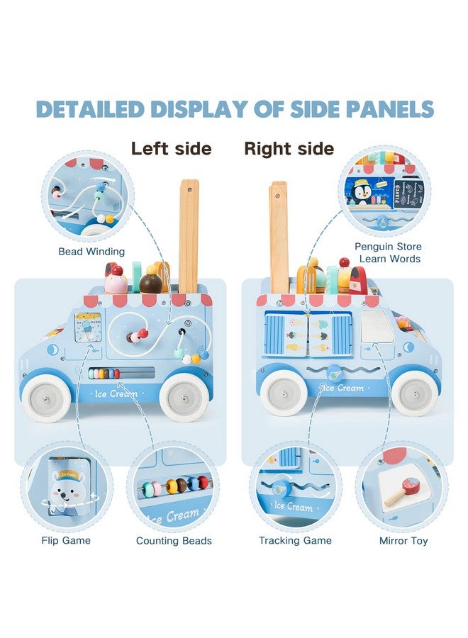 labebe Baby Push Walker, Wooden Activity Walker for Boys Girls 12M+, Push Walker Toy for Kids Learning to Walk, Adjustable Speed Learning Walking with Wheels, Birthday Gift for Babies Ages 1-3 (Blue) - Image 5