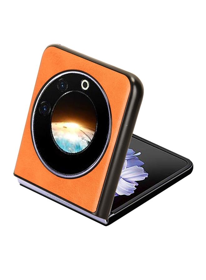 إيروريكس جراب لهاتف Tecno Phantom V Flip بنمط جلد البقر مع غطاء خلفي مخيط - Image 3