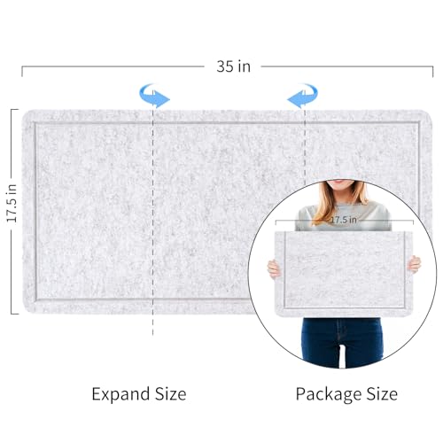 lightomorrow Bulletin Board, 35 x 17 1/2 inches Felt Board - Decorative Pin Board, Cork Board Alternative for Wall, Foldable Picture Board Self-Adhesive Vision Board Prayer Board with 20 Pushpins - Marble White - Image 4