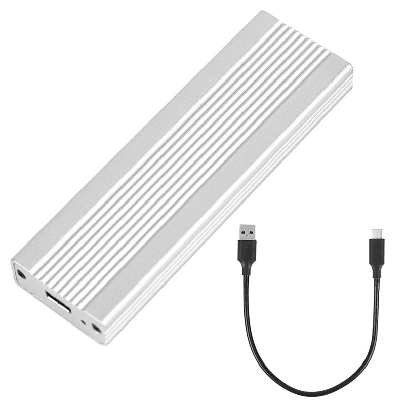 M.2 NVMe/SATA Dual Protocol Mobile Hard Disk Case USB3.1 Type-C External SSD Enclosure Aluminum Alloy Shell Silver - Image 1