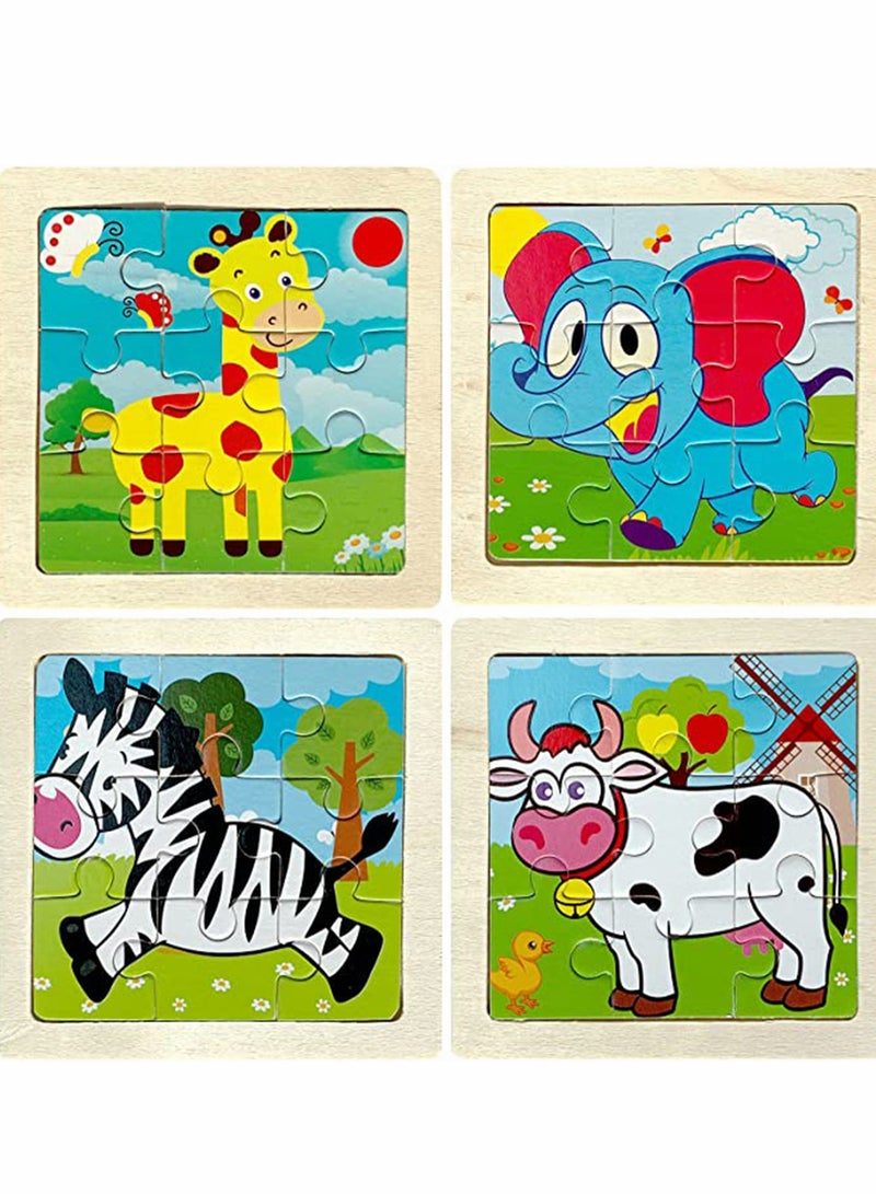 KASTWAVE Wooden Toddlers Puzzles Kids Toys Gifts, Ages 1-5, 4 Pack Animal Jigsaw Puzzles Set Preschool Learning Toys Boys Girls Gifts - Image 2