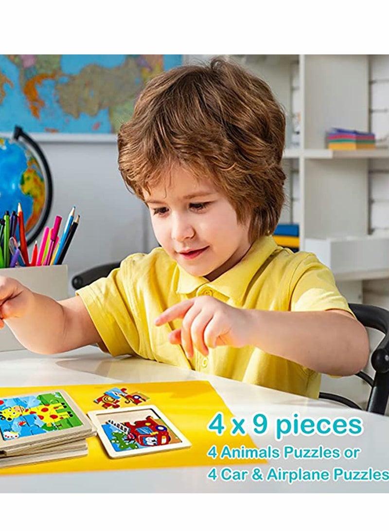 KASTWAVE Wooden Toddlers Puzzles Kids Toys Gifts, Ages 1-5, 4 Pack Animal Jigsaw Puzzles Set Preschool Learning Toys Boys Girls Gifts - Image 4