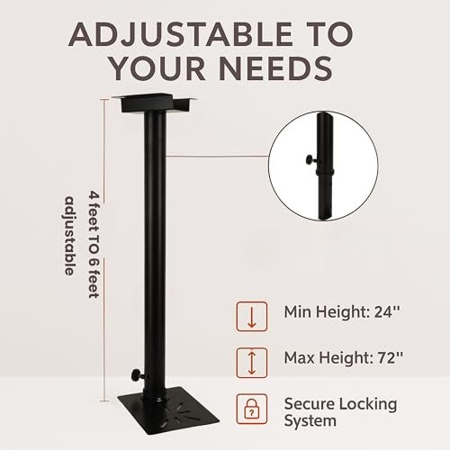 Audiovan 6 feet 3+3 Externd PTZ Universal Camera Ceiling Mount CCTV Mounting Bracket Indoor Outdoor Extendable for Projector & CCTV & Camera Compatible (Black, 6 FEET) - Image 5