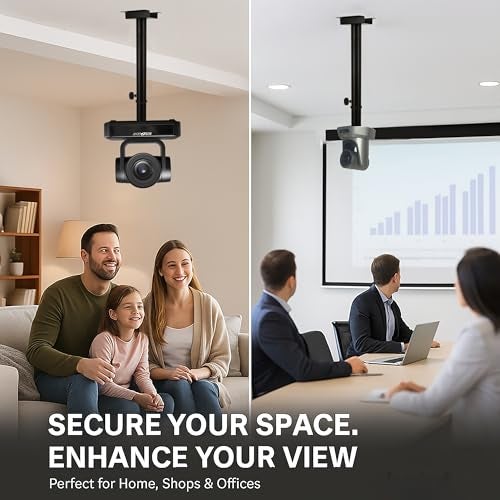 Audiovan 6 feet 3+3 Externd PTZ Universal Camera Ceiling Mount CCTV Mounting Bracket Indoor Outdoor Extendable for Projector & CCTV & Camera Compatible (Black, 6 FEET) - Image 3