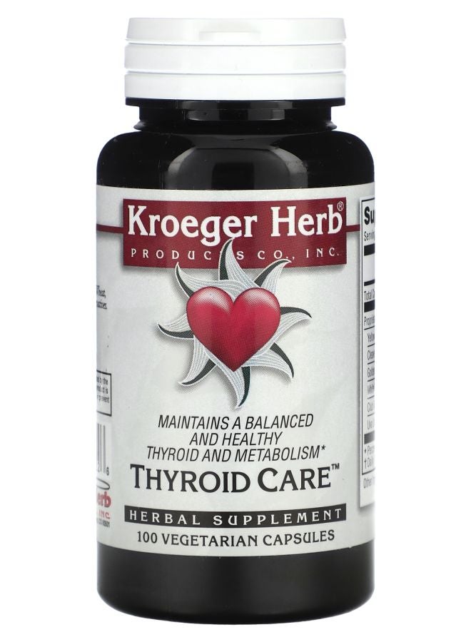 Kroeger Herb Co Thyroid Care 100 Vegetarian Capsules