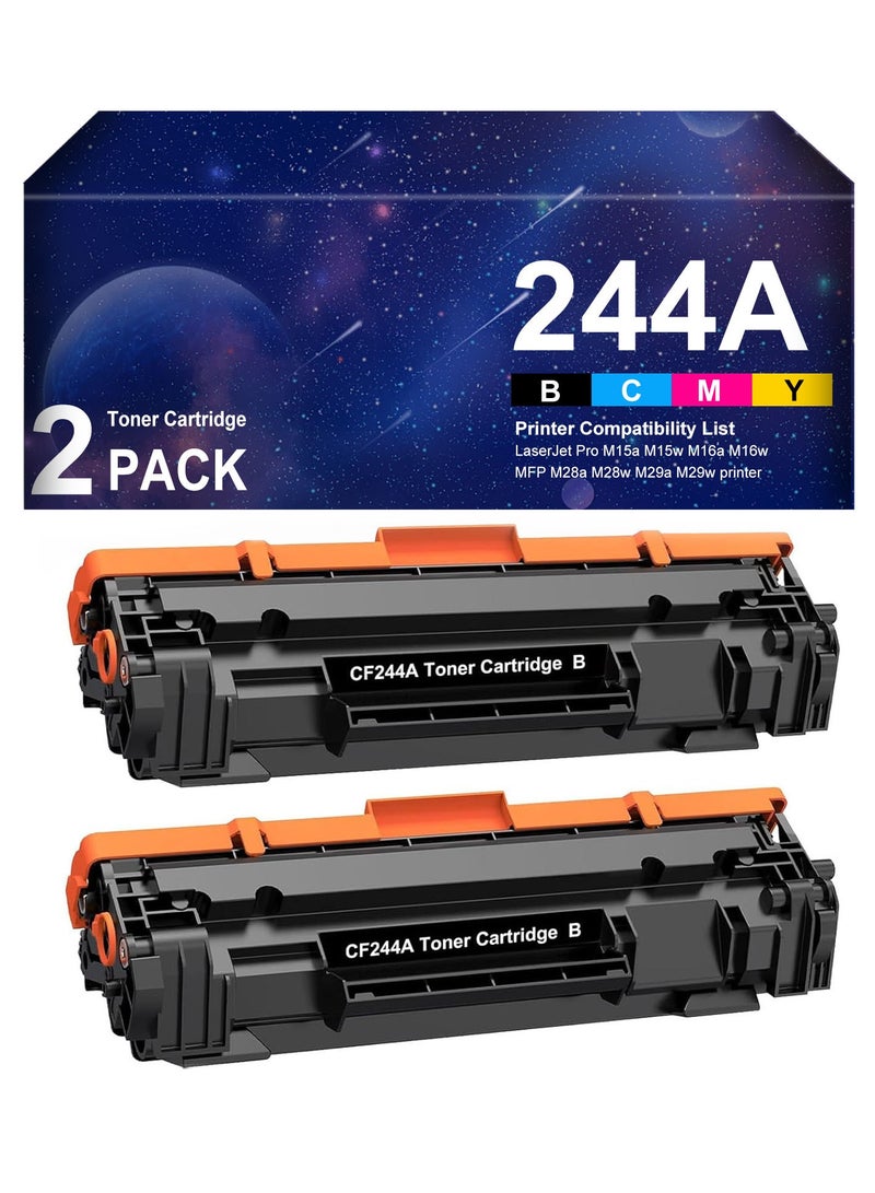 CF244A 44A Black Toner Cartridges Compatible with 44A CF244A for Laserjet Pro M15w M15a MFP M28w M28a Printer (2 Pack) - Image 1