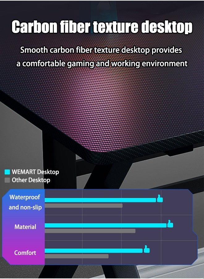 WEMART - Gaming Desk, Computer Table C-Shaped Table Legs Simple Game Table, Office Desk Home Desk Student Writing Study Table, Black (100*60CM) - Image 1
