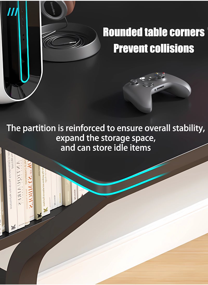 WEMART - Gaming Desk, Computer Table C-Shaped Table Legs Simple Game Table, Office Desk Home Desk Student Writing Study Table, Black (100*60CM) - Image 1