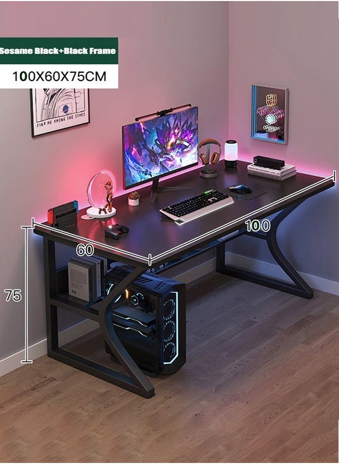 WEMART - Gaming Desk, Computer Table C-Shaped Table Legs Simple Game Table, Office Desk Home Desk Student Writing Study Table, Black (100*60CM) - Image 1