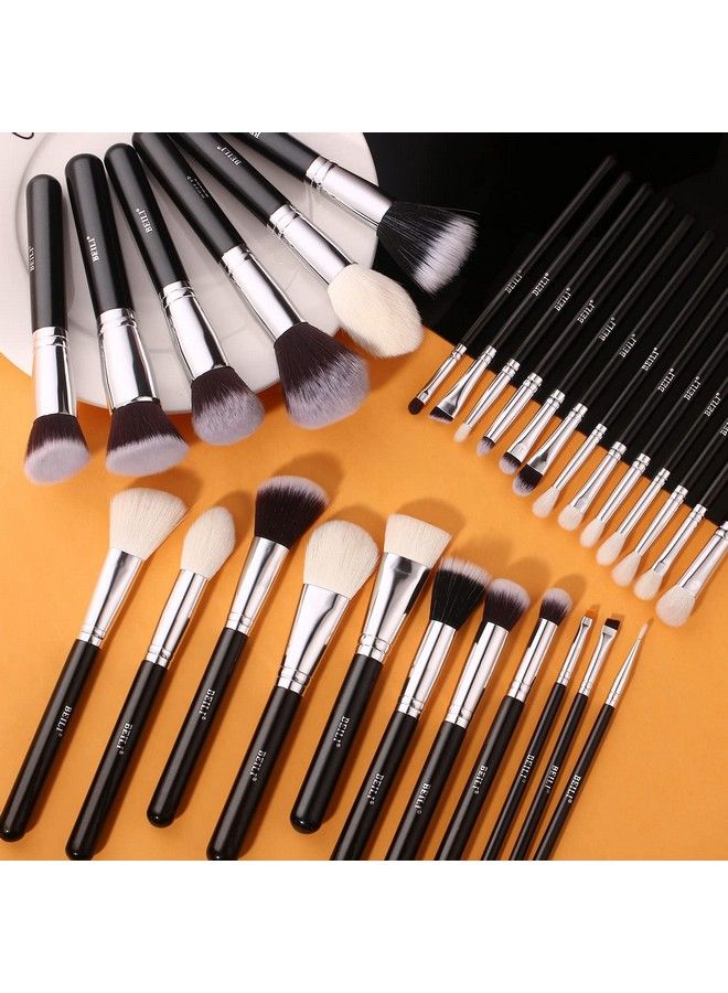 BEILI 30Pcs Professional Makeup Brush Set Original Naturalsynthetic Kabuki Foundation Face Powder Highlighter Contour Eye Shadow Eyebrow Eyeliner Makeup Tools Kit (Classic Black)… - Image 3