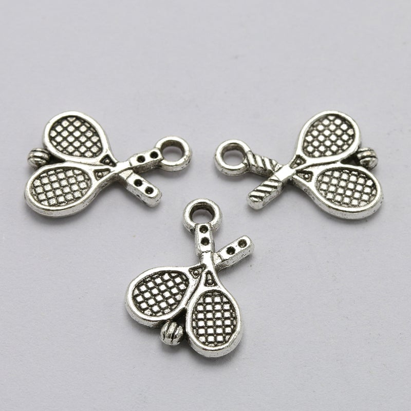 20PCS Antique Alloy Badminton Tennis Racket Pendants Charms DIY Jewelry Making Accessory for Necklace Bracelet (Antique Silver) - Image 4