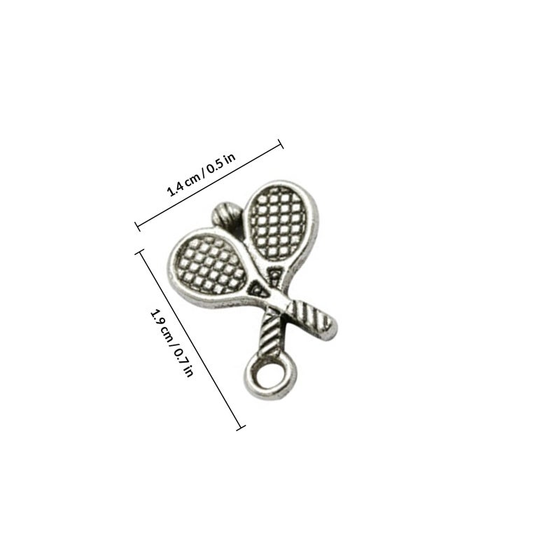 20PCS Antique Alloy Badminton Tennis Racket Pendants Charms DIY Jewelry Making Accessory for Necklace Bracelet (Antique Silver) - Image 2