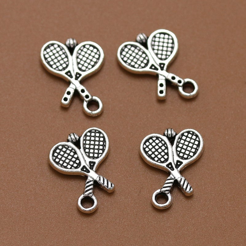 20PCS Antique Alloy Badminton Tennis Racket Pendants Charms DIY Jewelry Making Accessory for Necklace Bracelet (Antique Silver) - Image 5