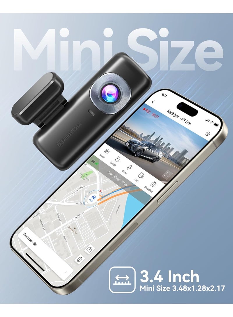 REDTIGER 4K Dash Cam for Cars Front,App Control,ADAS,32GB Memory Card Included,Built-in WiFi GPS,Mini Dash Cam with G Sensor,Night Vision,24H Parking Mode,Loop Recording,F9 Lite - Image 5