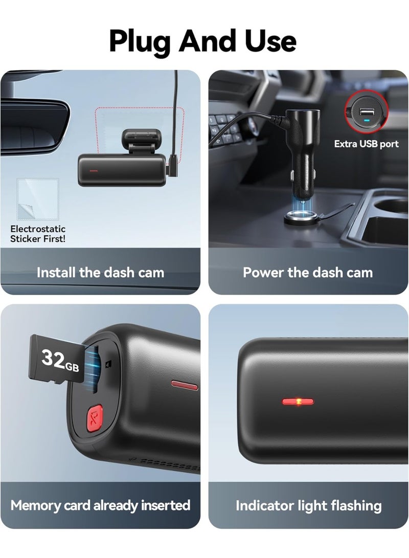 REDTIGER 4K Dash Cam for Cars Front,App Control,ADAS,32GB Memory Card Included,Built-in WiFi GPS,Mini Dash Cam with G Sensor,Night Vision,24H Parking Mode,Loop Recording,F9 Lite - Image 2