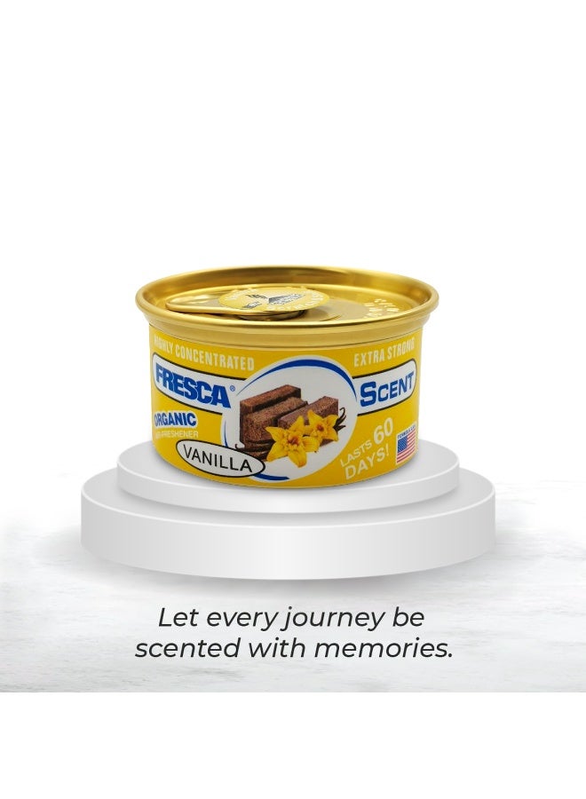 فريسكا معطر جو فريسكا إكسترا سترونج برائحة الفانيليا العضوية AS-560-VA، علبة 42 جم، رائحة سيارة مركزة للغاية، تدوم حتى 60 يومًا، مضاد للانسكاب، خالٍ من الكحول، مزيل طبيعي للروائح الكريهة بنسبة 100%، مثالي لحاملات الأكواب ولوحة القيادة والمنزل والمكتب. - Image 5