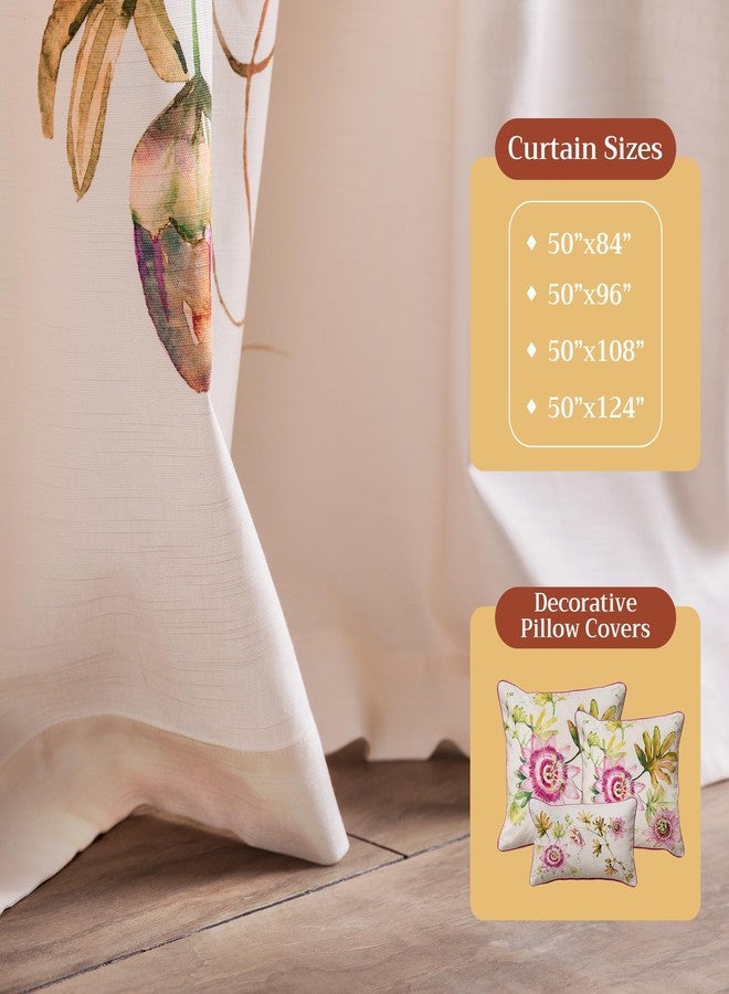 ميزون دي هيرمين ستائر ميزون دي هيرمين لغرفة المعيشة، قطن 100%، طول 84 بوصة، لوحة واحدة، ستائر لتصفية الضوء لنوافذ غرفة النوم مع جيوب للقضيب والحلقة (بيج باشن، عرض 50 بوصة × طول 84 بوصة) - Image 4