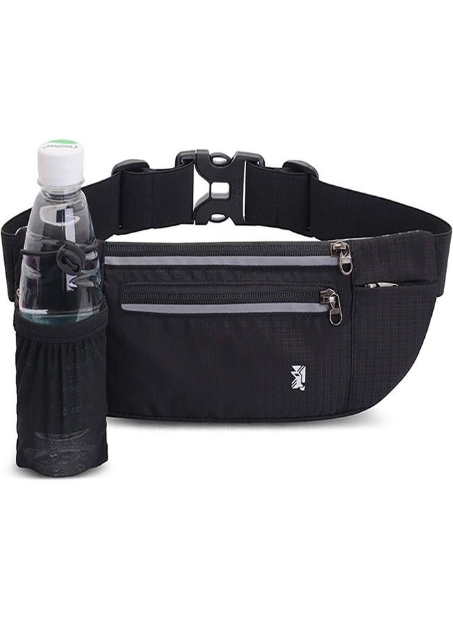 Peicees Fanny Pack with Water Bottle Holder Waist Bag for Men Women Water Resistant Lightweight Reflective Adjustable Running Belt Headphone Bag Travel Pocket for Outdoor Camping Fitness Hiking - Image 1
