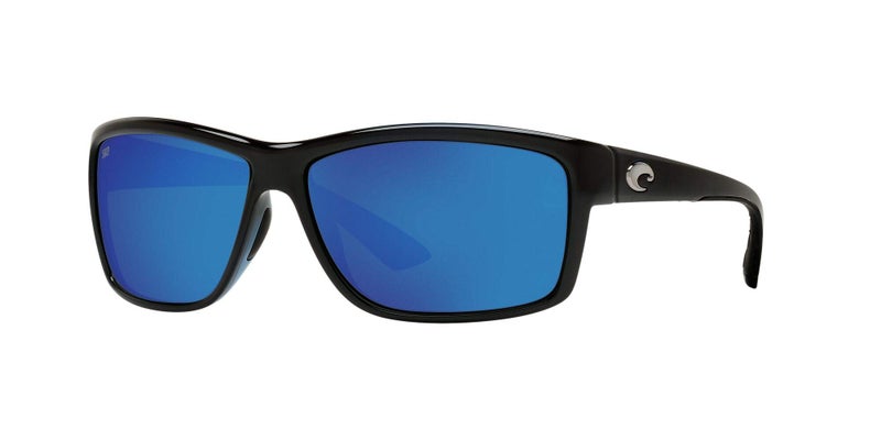 Costa Del Mar Mens Mag Bay Rectangular Sunglasses, Shiny Black/Grey Blue Mirrored Polarized-580P, 63 mm - Image 2