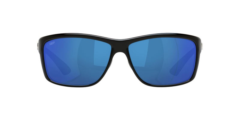 Costa Del Mar Mens Mag Bay Rectangular Sunglasses, Shiny Black/Grey Blue Mirrored Polarized-580P, 63 mm - Image 1