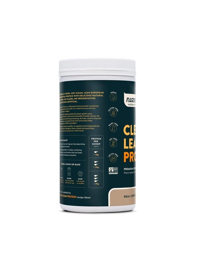 Pea Protein Powder - Clean Lean Protein, Premium Vegan Plant Based Protein Powder, Dairy Free, Gluten Free, GMO Free, Naturally Sweetened Protein Shake, Real Coffee, 40 Servings, 2.2 lb