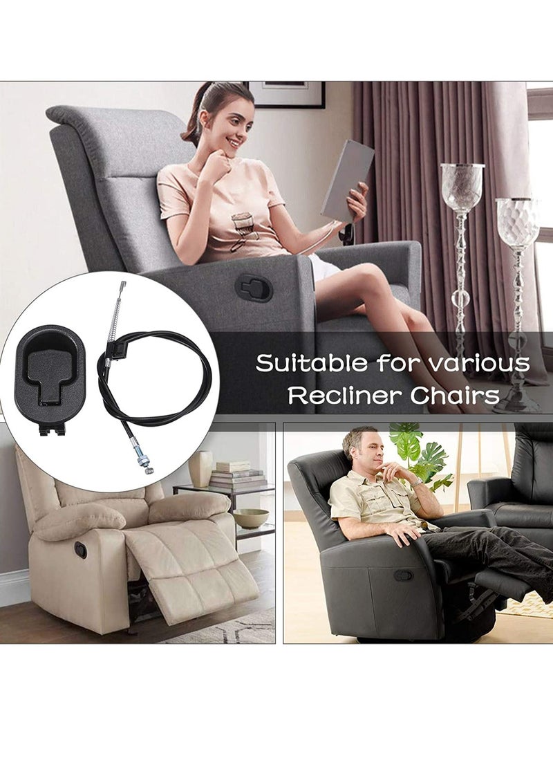 KASTWAVE Recliner Sofa Cable Replacement Parts with Metal Release Pull Handle, Sofa Seat Buckle Switch Furniture Adjuster for Most Recliner Sofas, Factory Furniture Massage Bed(2 Sets)  - Image 2