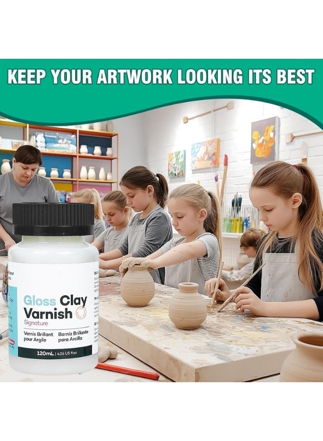 SYOSI Clay Varnish 120ml, Waterproof Gloss Finish for Air Dry Clay, Ceramics, Acrylic & Oil Paintings, Prevents Crazing & Yellowing Professional-Grade Protection (1Pcs) - Image 2