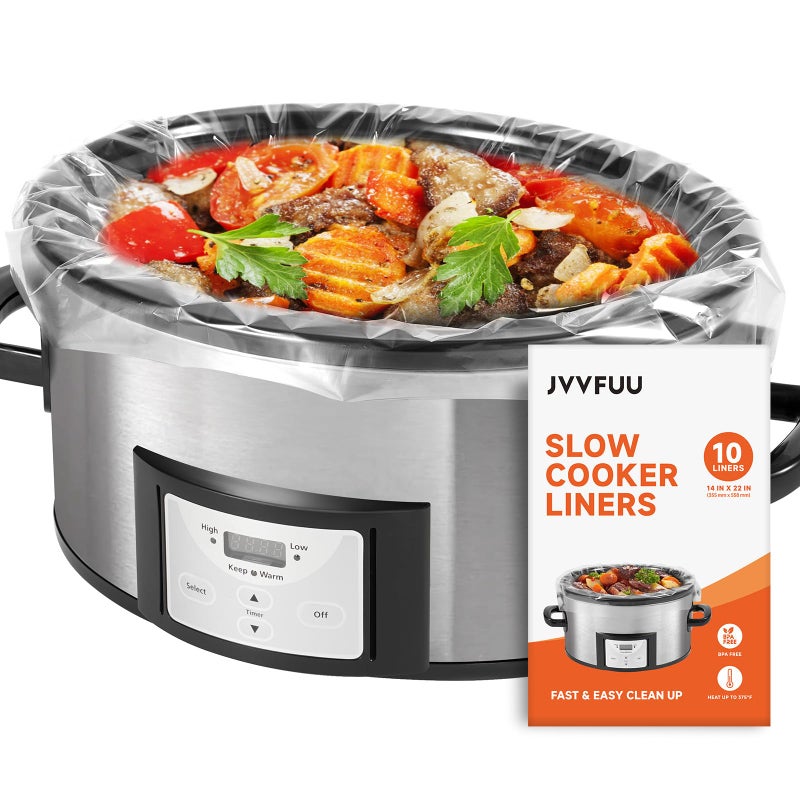 JVVFUU Slow Cooker Liners 6-10 Quart, Cooking Bags Extra Large Size 14"x 22", Slow Cooker Bags Disposable Oval Large For Crock Pot (10 Liners) - Image 1