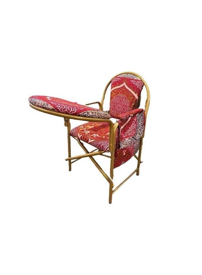 ريبنيو كرسي الصلاة المريح القابل للطي لكبار السن مع مسند وجيب جانبي لون احمر - Image 1