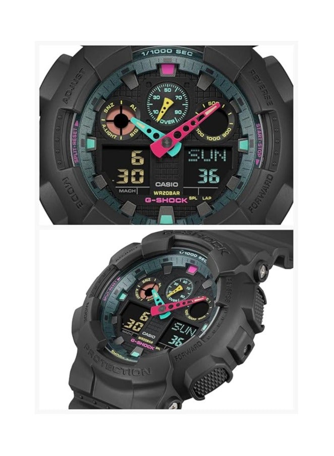 كاسيو G-Shock GA-110MF-1ADR سلسلة لمسات الفلورسنت المتعددة الاتصال الرقمي التناظرية السوار الراتنج الأسود - Image 2