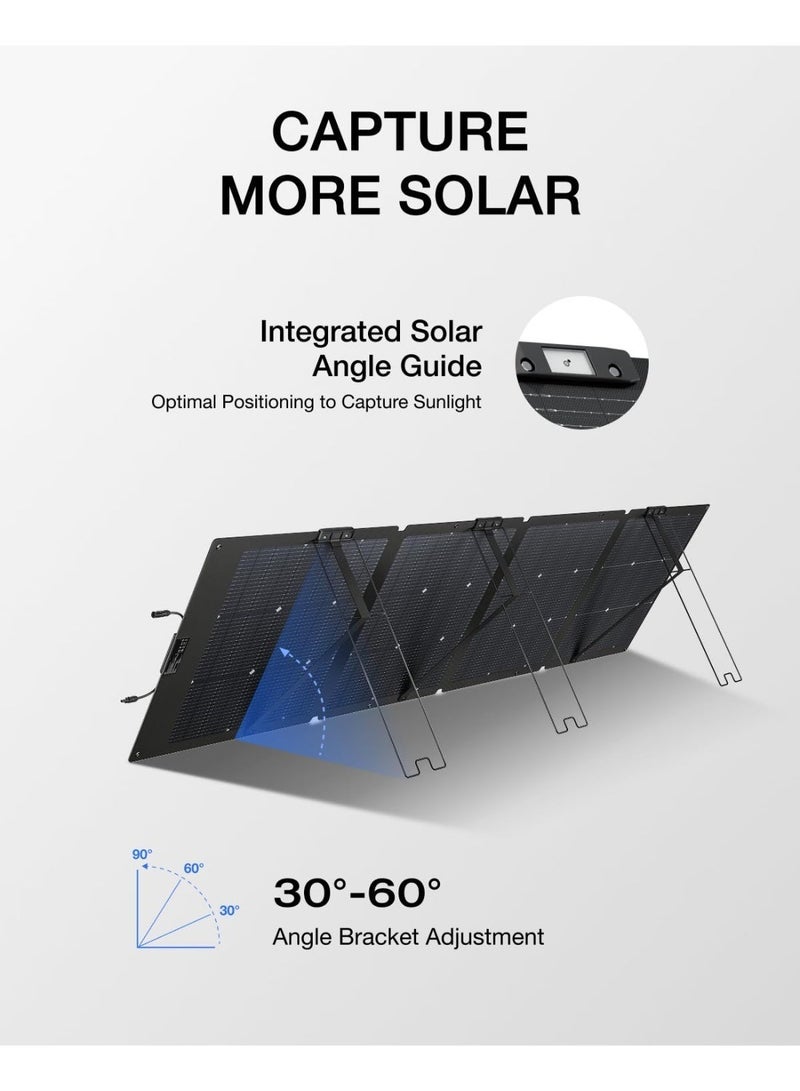 إيكو فلو لوحة شمسية قابلة للطي ثنائية الوجه بقوة 220 وات من EF ECOFLOW ، كاملة مع مسند قابل للتعديل ، مقاومة للماء IP68 ومتينة للعيش خارج الشبكة ... - Image 3