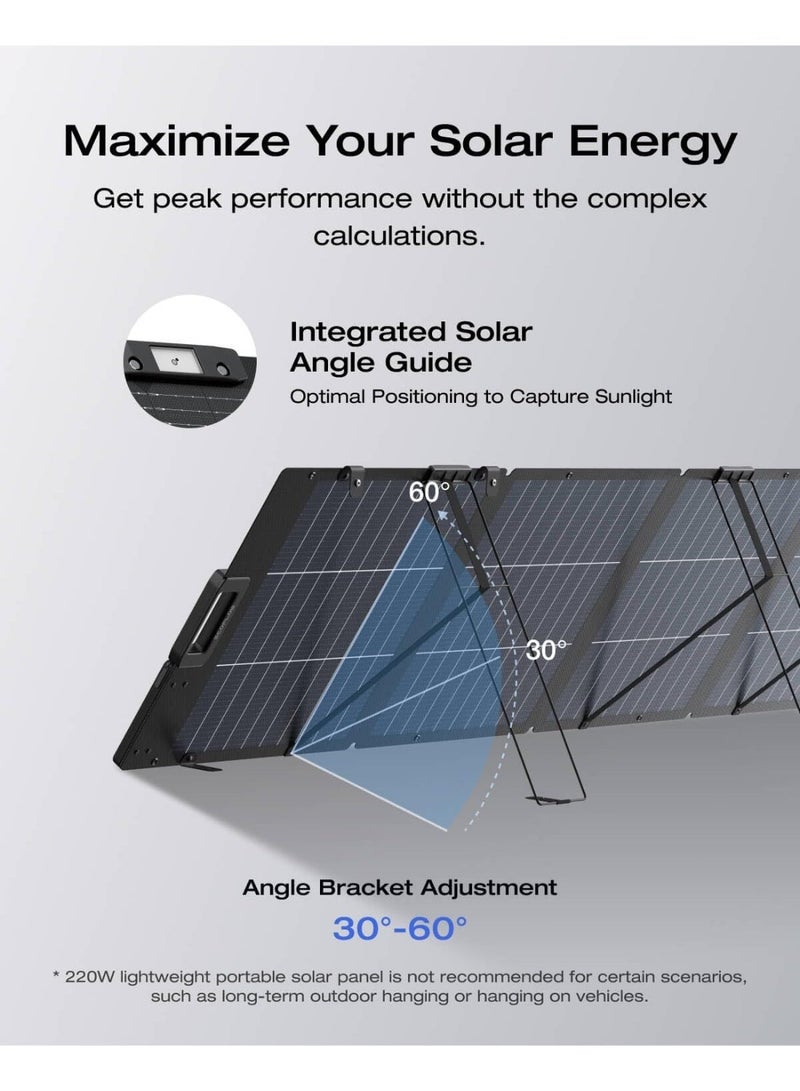 ECOFLOW EF ECOFLOW 220Watt Lightweight Foldable Solar Panel, Complete with Adjustable Kickstand, Waterproof IP68 & Durable for Off The Grid - Image 4