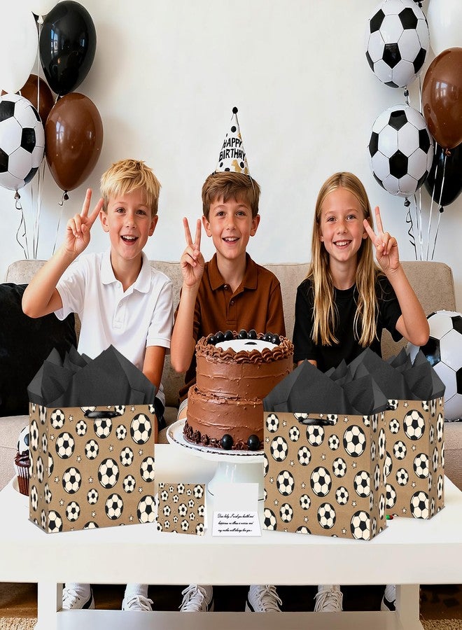 Wayyogh Large Brown Soccer Gift Wrap Bag Vintage with Wrapping Paper and Greeting Card for Men Boy Teens Kids Birthday Baby Shower Sport Party Supplies Favors Decor - Image 5