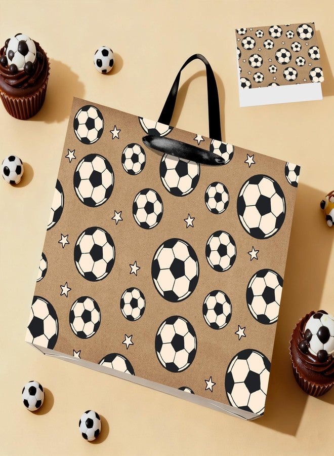 Wayyogh Large Brown Soccer Gift Wrap Bag Vintage with Wrapping Paper and Greeting Card for Men Boy Teens Kids Birthday Baby Shower Sport Party Supplies Favors Decor - Image 2